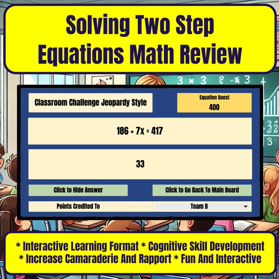 Jeopardy Solving Two Step Equations Math Review I0002