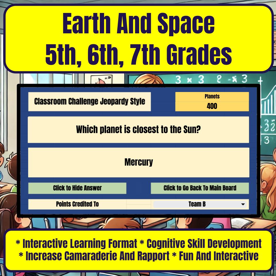 Earth And Space, 5Th Grade, 6Th Grade, 7Th Grade Jeopardy Science Review I0002