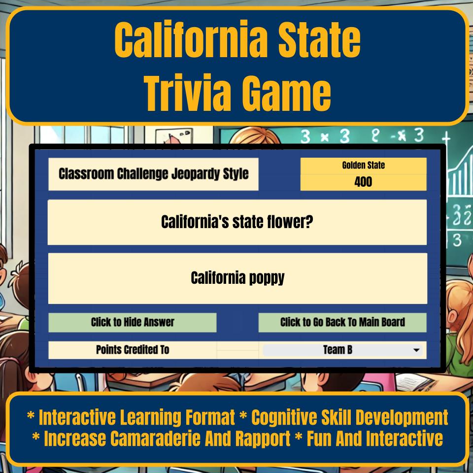 State of California Jeopardy Game I0002
