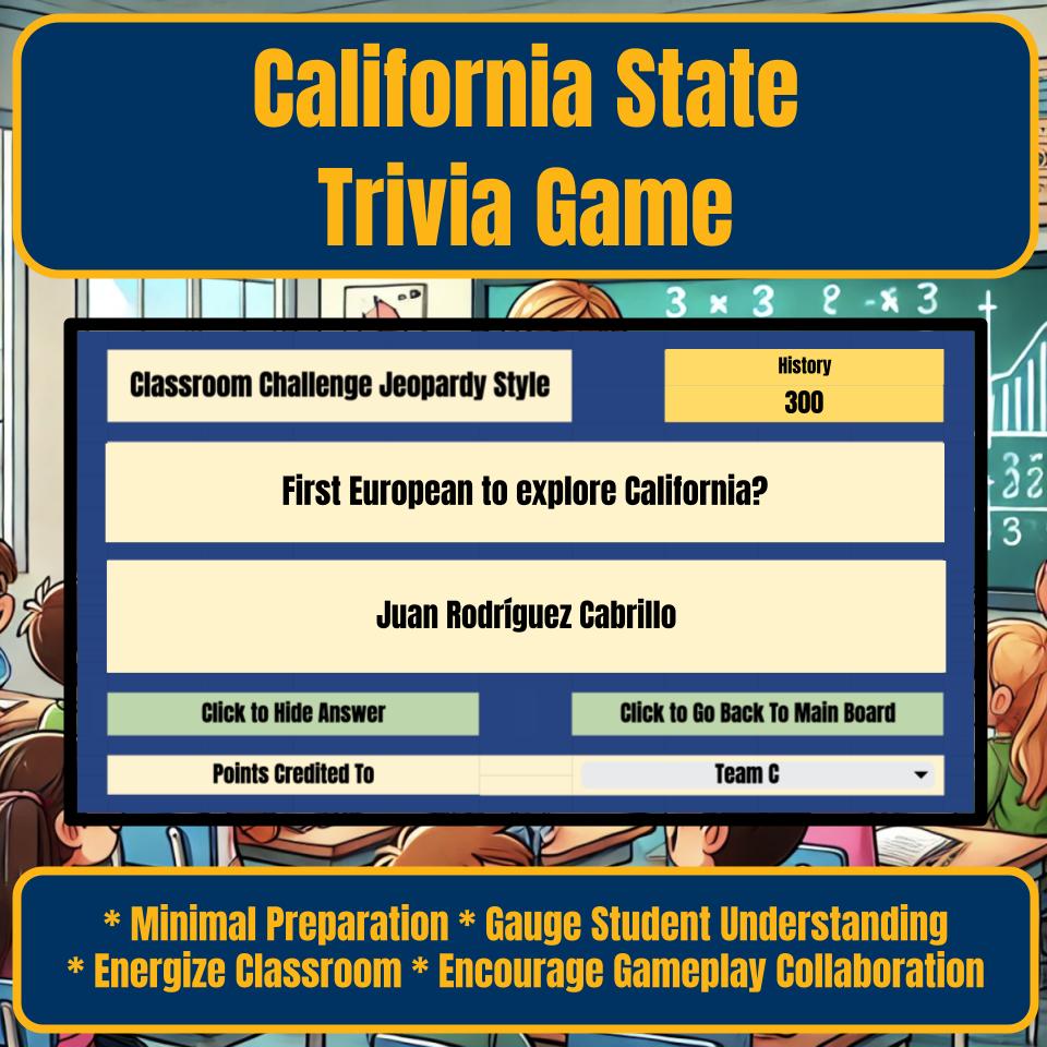 State of California Jeopardy Game I0002