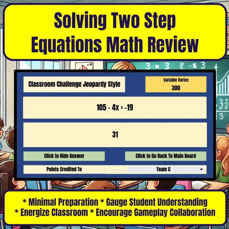 Jeopardy Solving Two Step Equations Math Review I0002