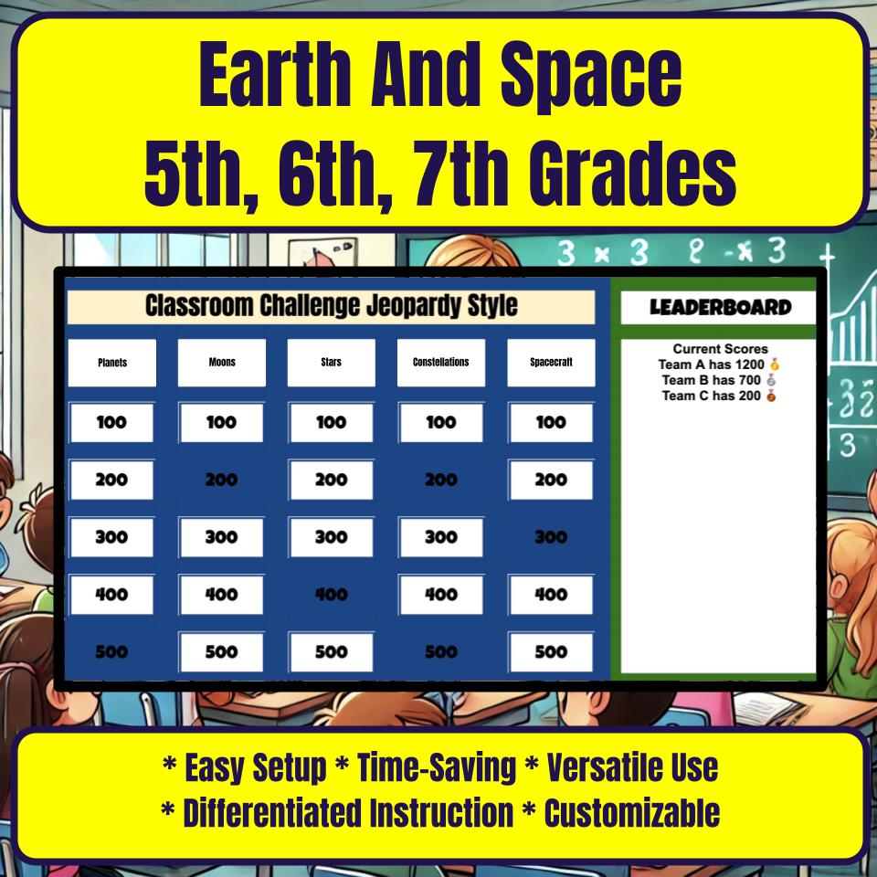 Earth And Space, 5Th Grade, 6Th Grade, 7Th Grade Jeopardy Science Review I0002