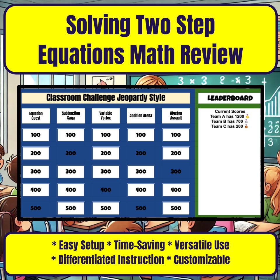 Jeopardy Solving Two Step Equations Math Review I0002