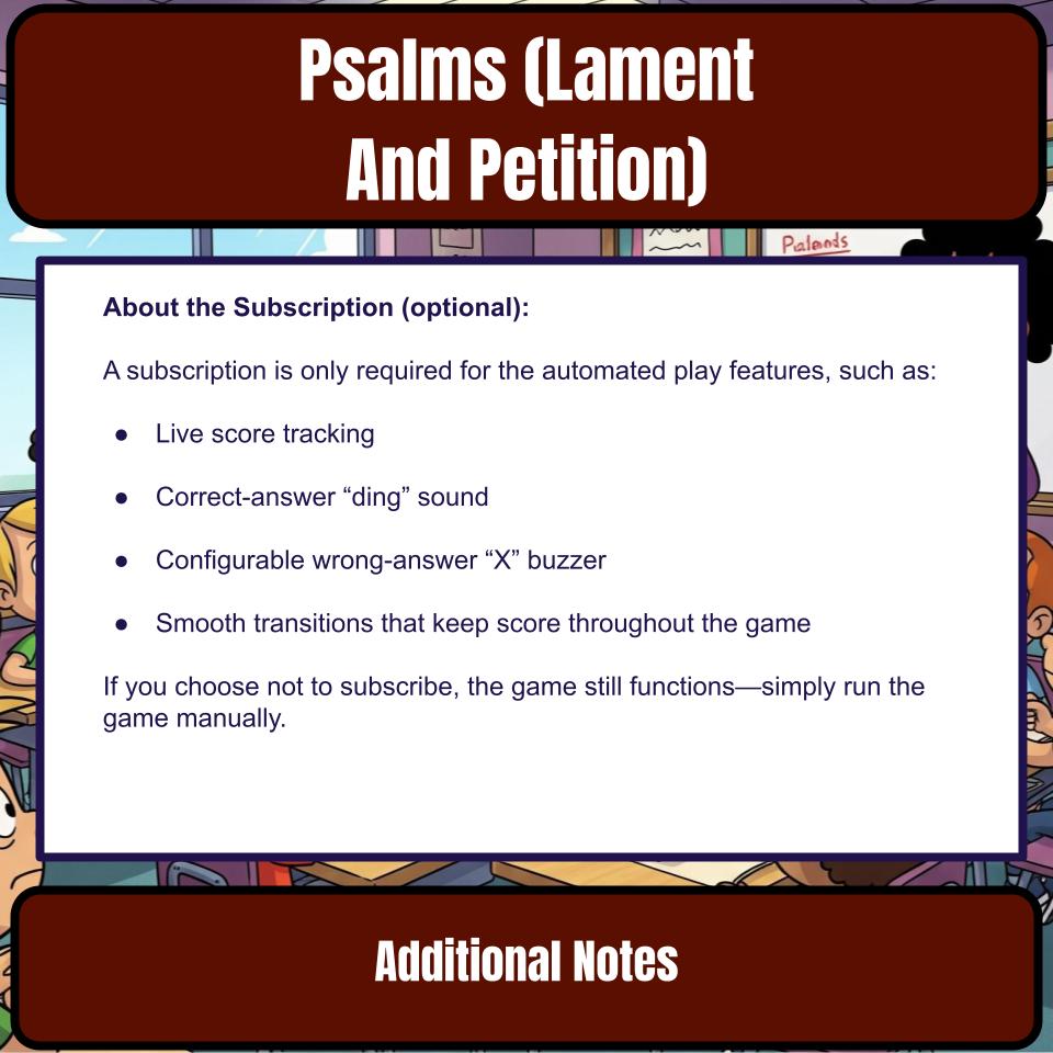 Psalms (Lament And Petition) Feud Review BF0020