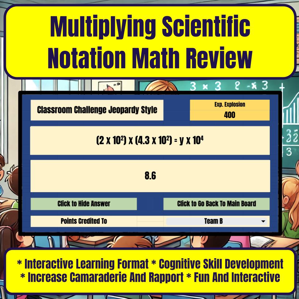 Jeopardy Multiplying Scientific Notation Math Review Activity I0020