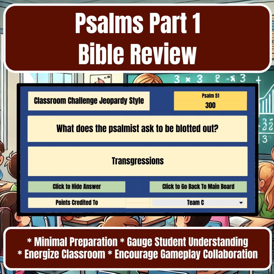 Psalms Part 1 Jeopardy Bible B0020