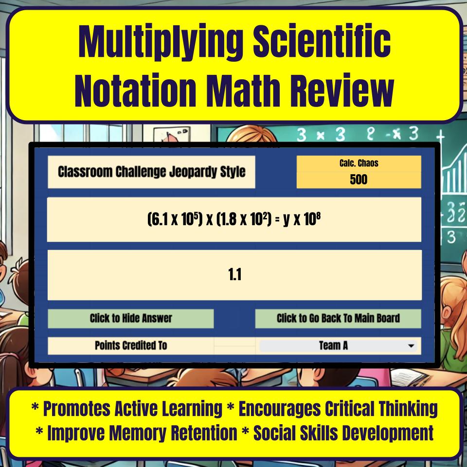 Jeopardy Multiplying Scientific Notation Math Review Activity I0020