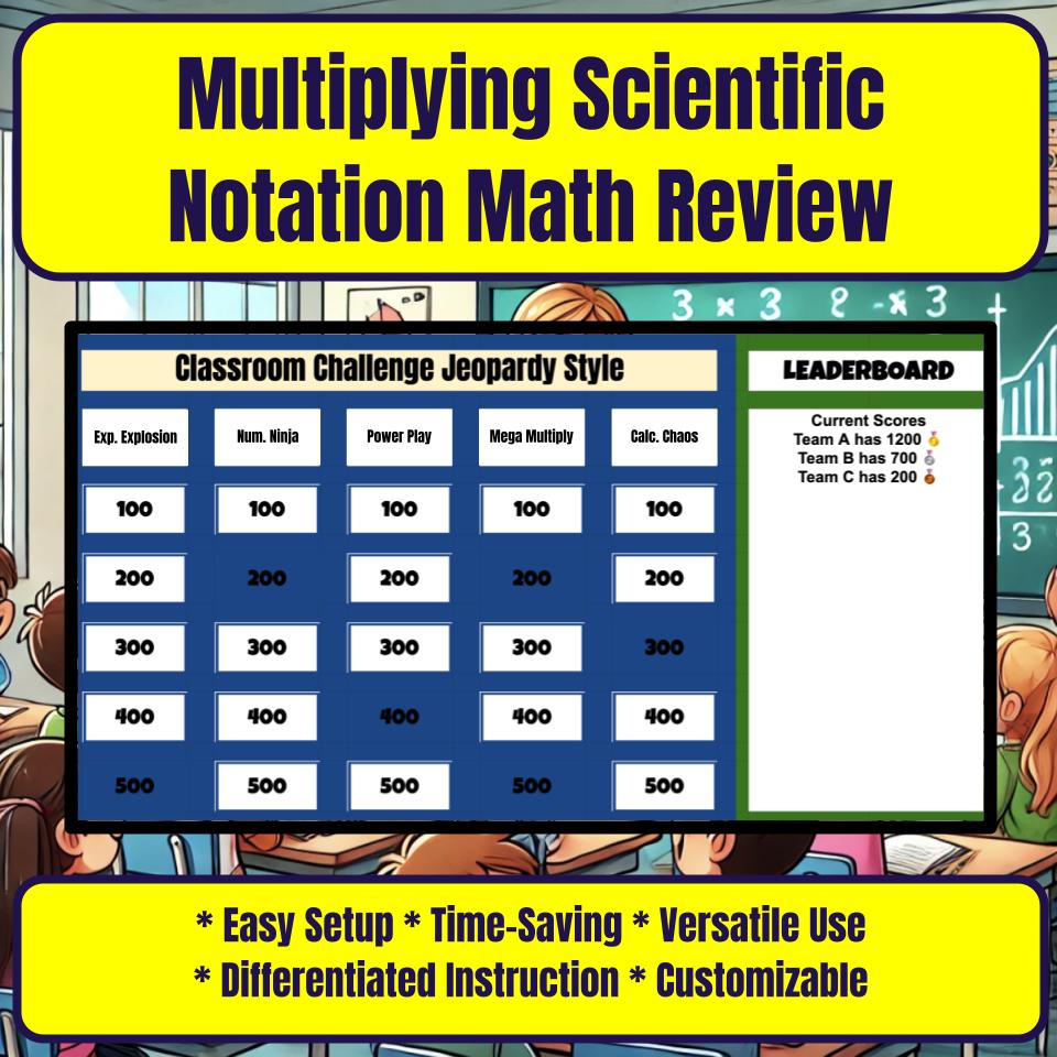 Jeopardy Multiplying Scientific Notation Math Review Activity I0020