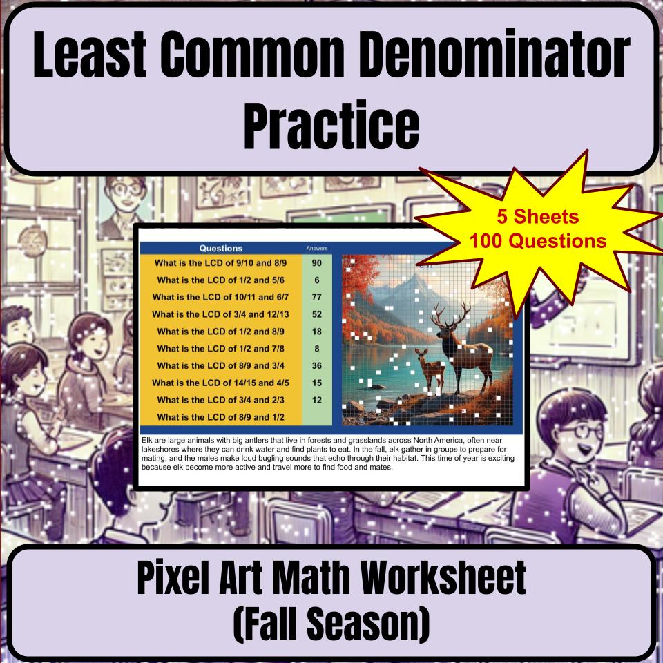 Least Common Denominator Practice Mystery Picture P0202