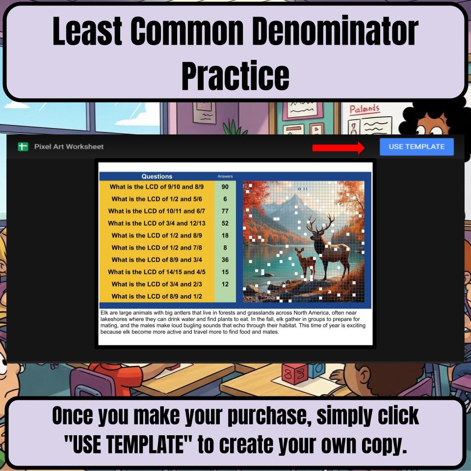 Least Common Denominator Practice Mystery Picture P0202