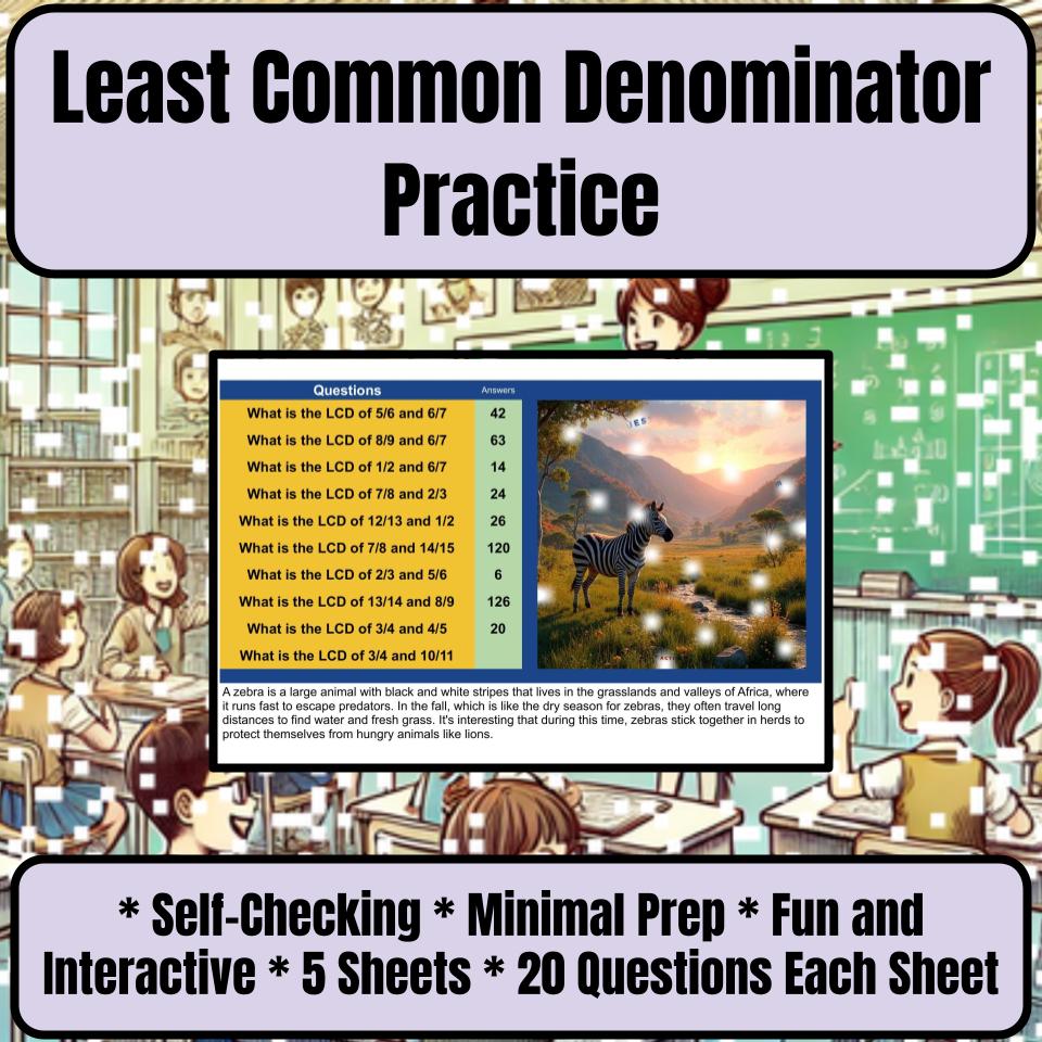 Least Common Denominator Practice Mystery Picture P0202