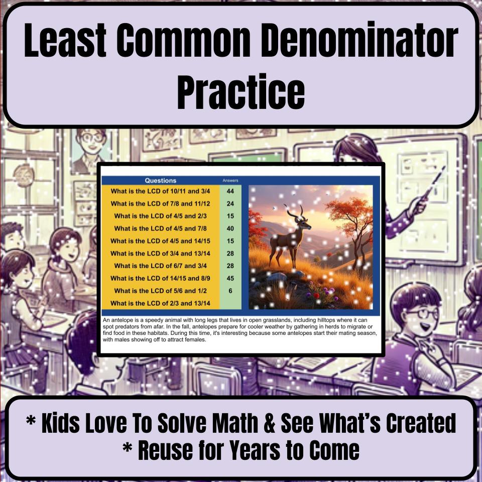 Least Common Denominator Practice Mystery Picture P0202