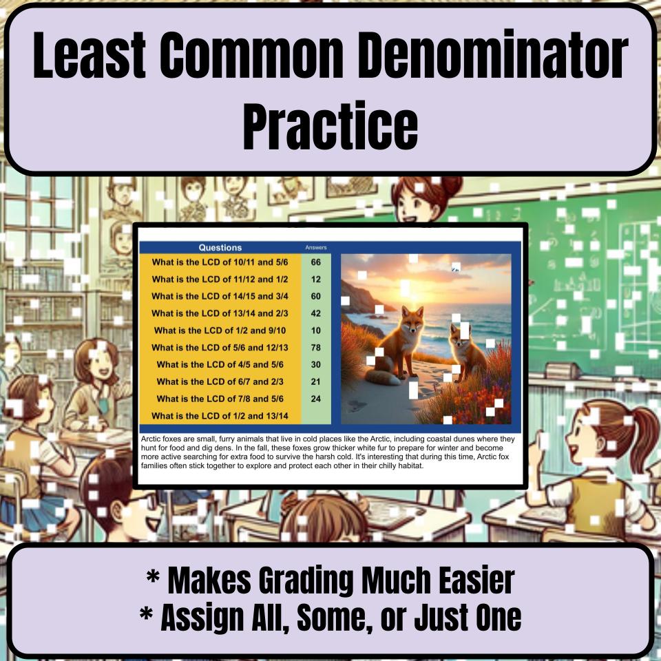 Least Common Denominator Practice Mystery Picture P0202