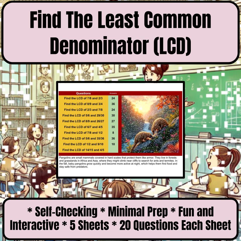 Find The Least Common Denominator (Lcd) Mystery Picture P0203