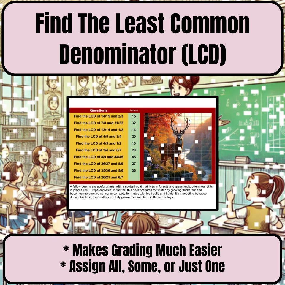 Find The Least Common Denominator (Lcd) Mystery Picture P0203