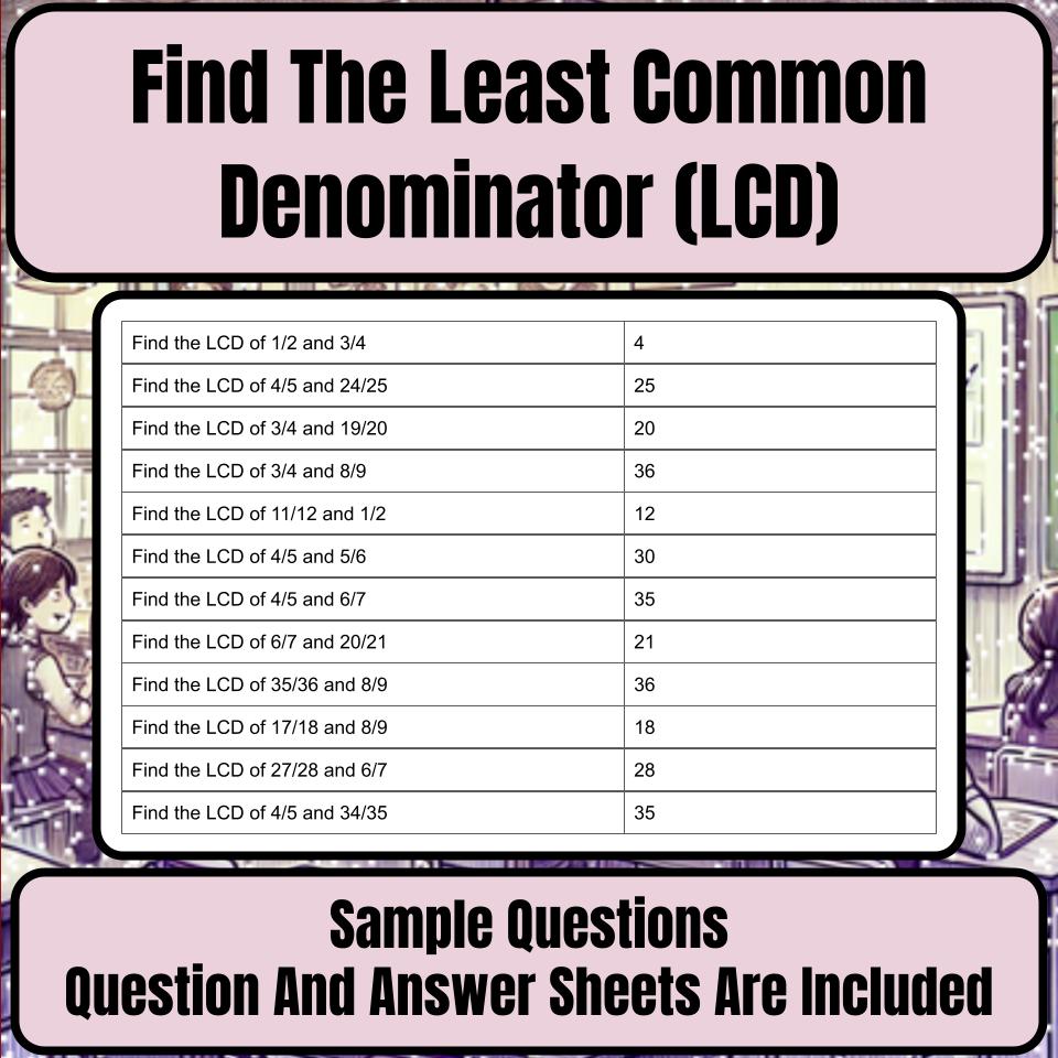 Find The Least Common Denominator (Lcd) Mystery Picture P0203