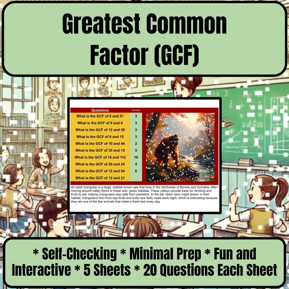 Greatest Common Factor (Gcf) Mystery Picture P0208