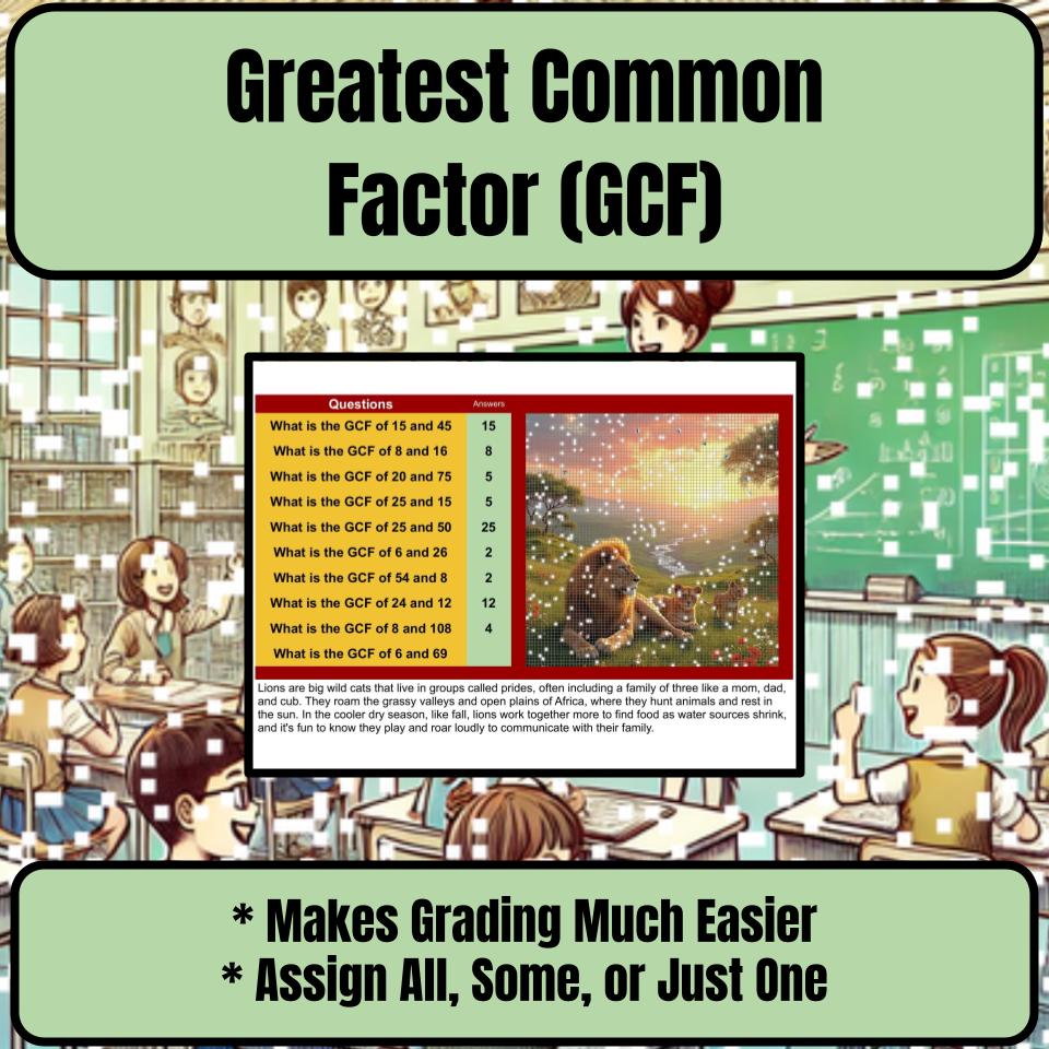 Greatest Common Factor (Gcf) Mystery Picture P0208