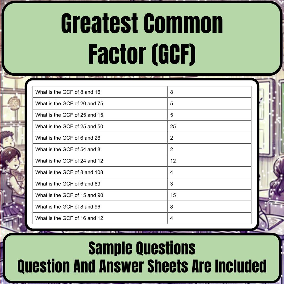 Greatest Common Factor (Gcf) Mystery Picture P0208