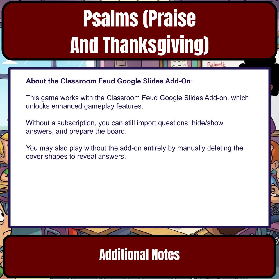 Psalms (Praise And Thanksgiving) Feud Review BF0021