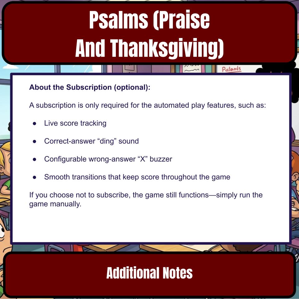 Psalms (Praise And Thanksgiving) Feud Review BF0021