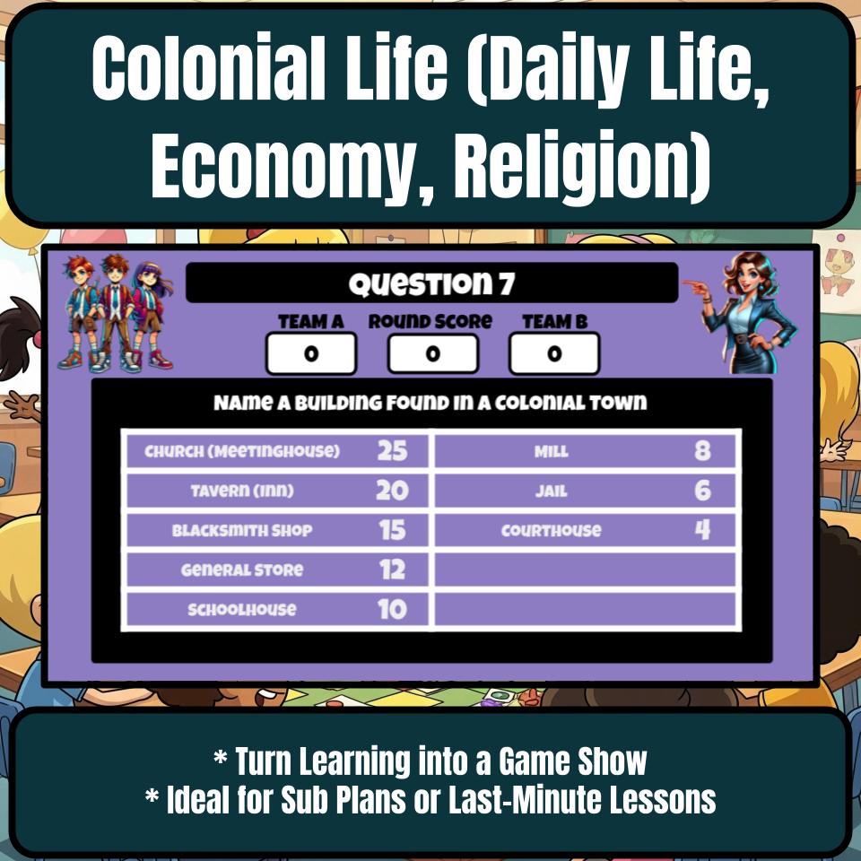 Colonial Life (Daily Life, Economy, Religion) Review Feud CF0214