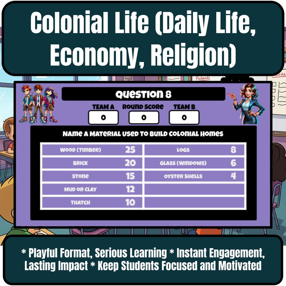 Colonial Life (Daily Life, Economy, Religion) Review Feud CF0214