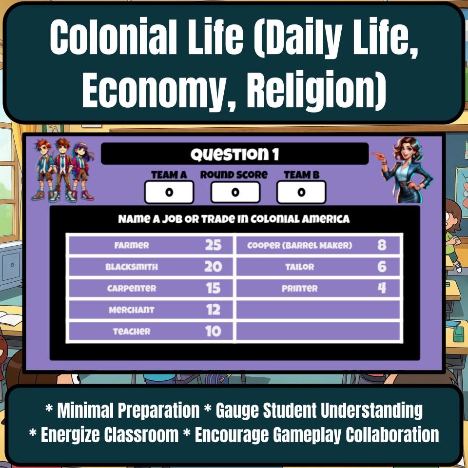 Colonial Life (Daily Life, Economy, Religion) Review Feud CF0214