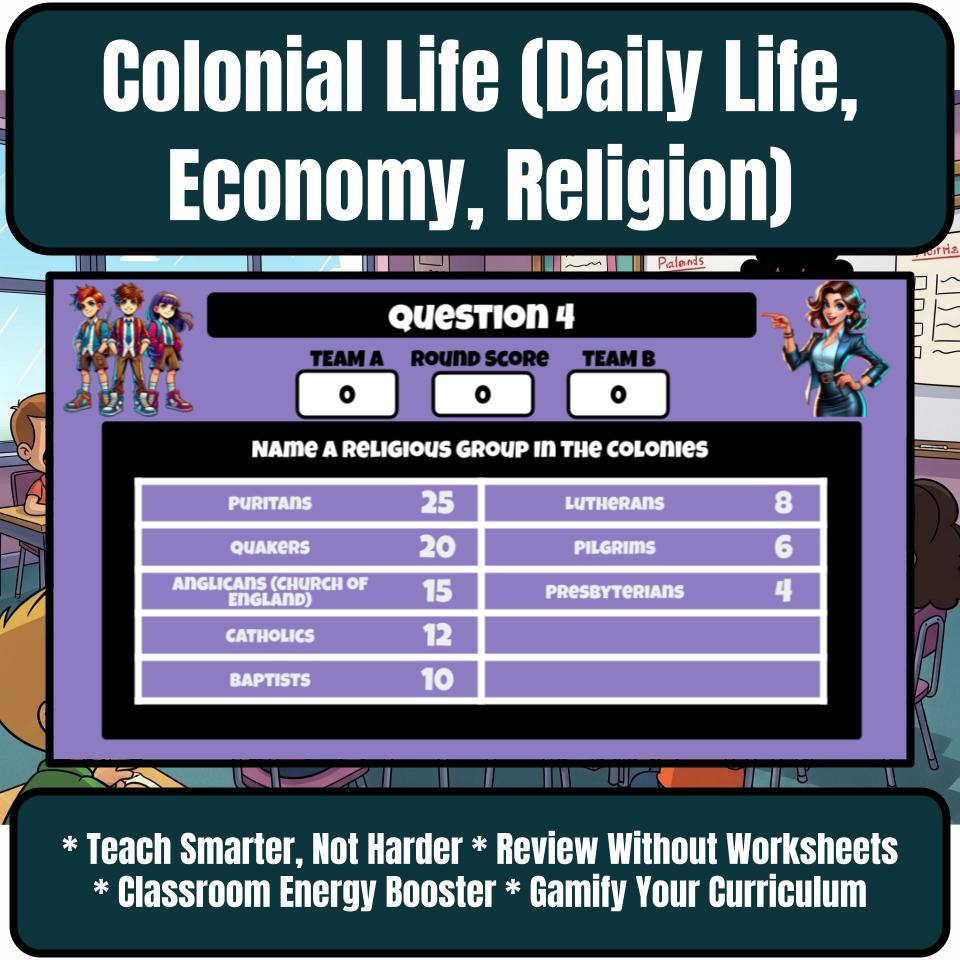 Colonial Life (Daily Life, Economy, Religion) Review Feud CF0214