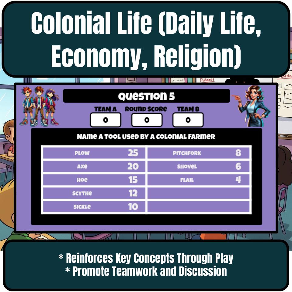 Colonial Life (Daily Life, Economy, Religion) Review Feud CF0214