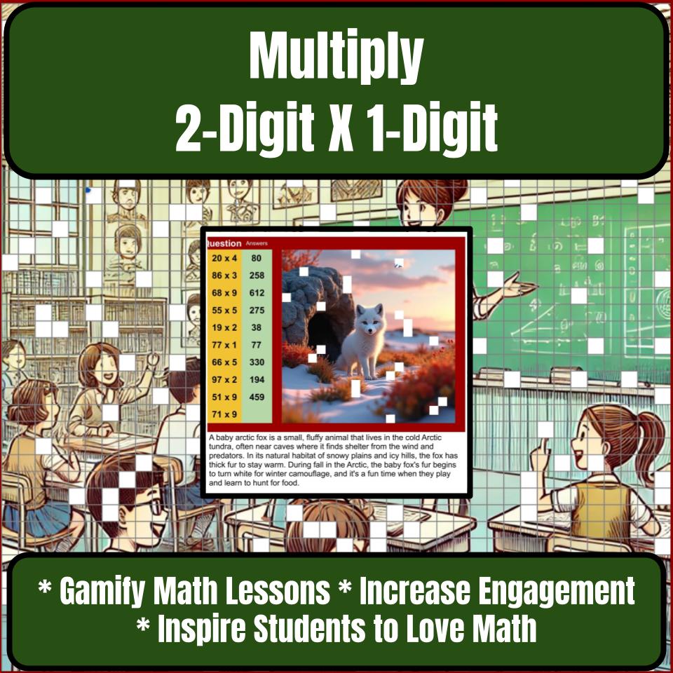 Multiply 2-Digit X 1-Digit Mystery Picture P0217