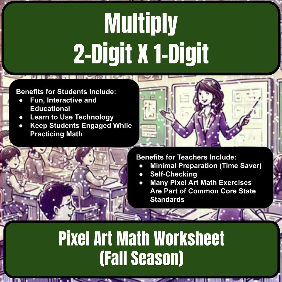 Multiply 2-Digit X 1-Digit Mystery Picture P0217