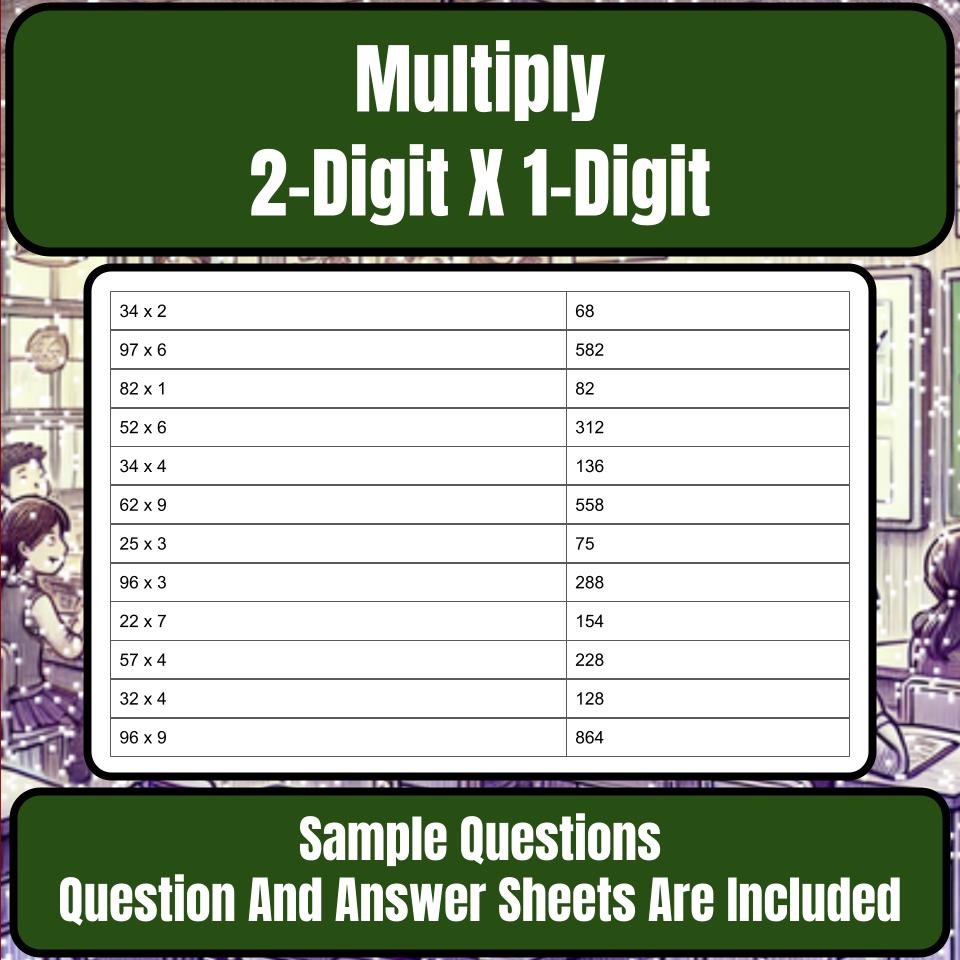 Multiply 2-Digit X 1-Digit Mystery Picture P0217
