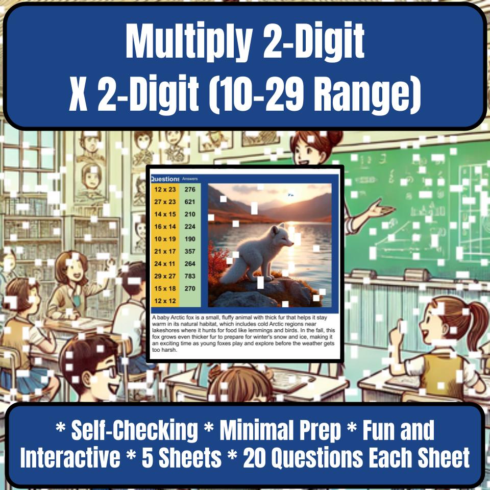 Multiply 2-Digit X 2-Digit (10–29 Range) Mystery Picture P0219