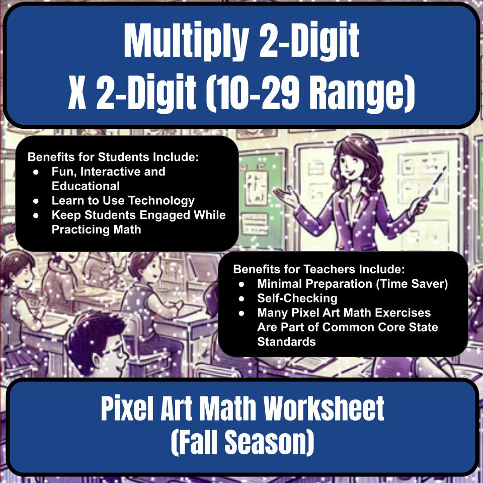 Multiply 2-Digit X 2-Digit (10–29 Range) Mystery Picture P0219