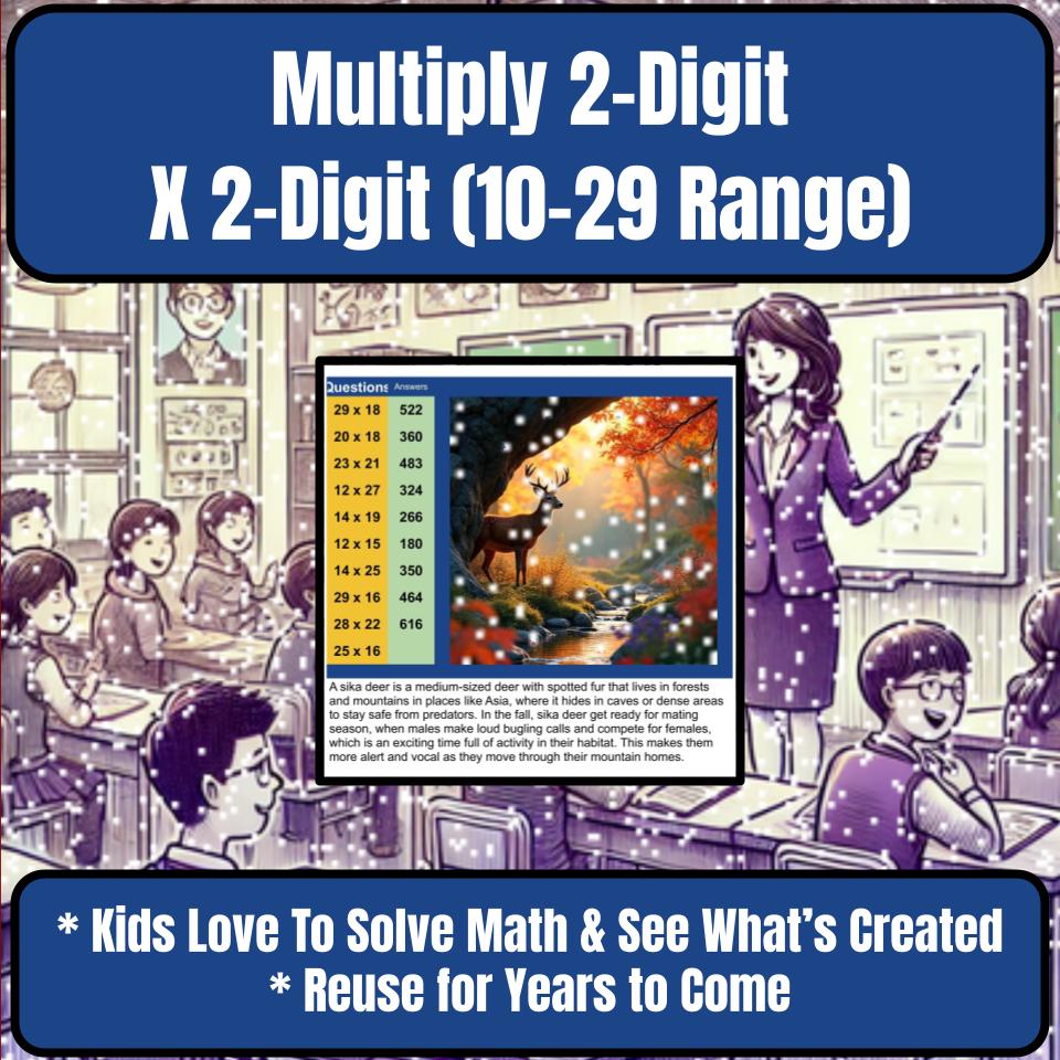 Multiply 2-Digit X 2-Digit (10–29 Range) Mystery Picture P0219