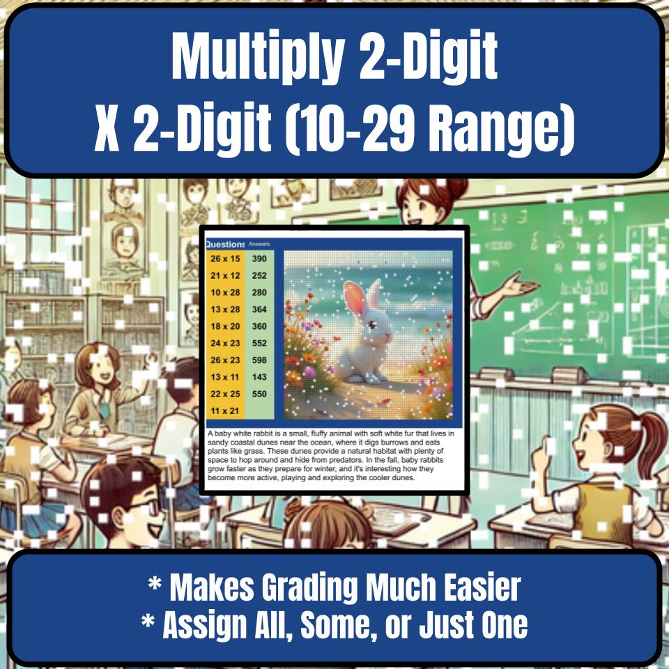 Multiply 2-Digit X 2-Digit (10–29 Range) Mystery Picture P0219