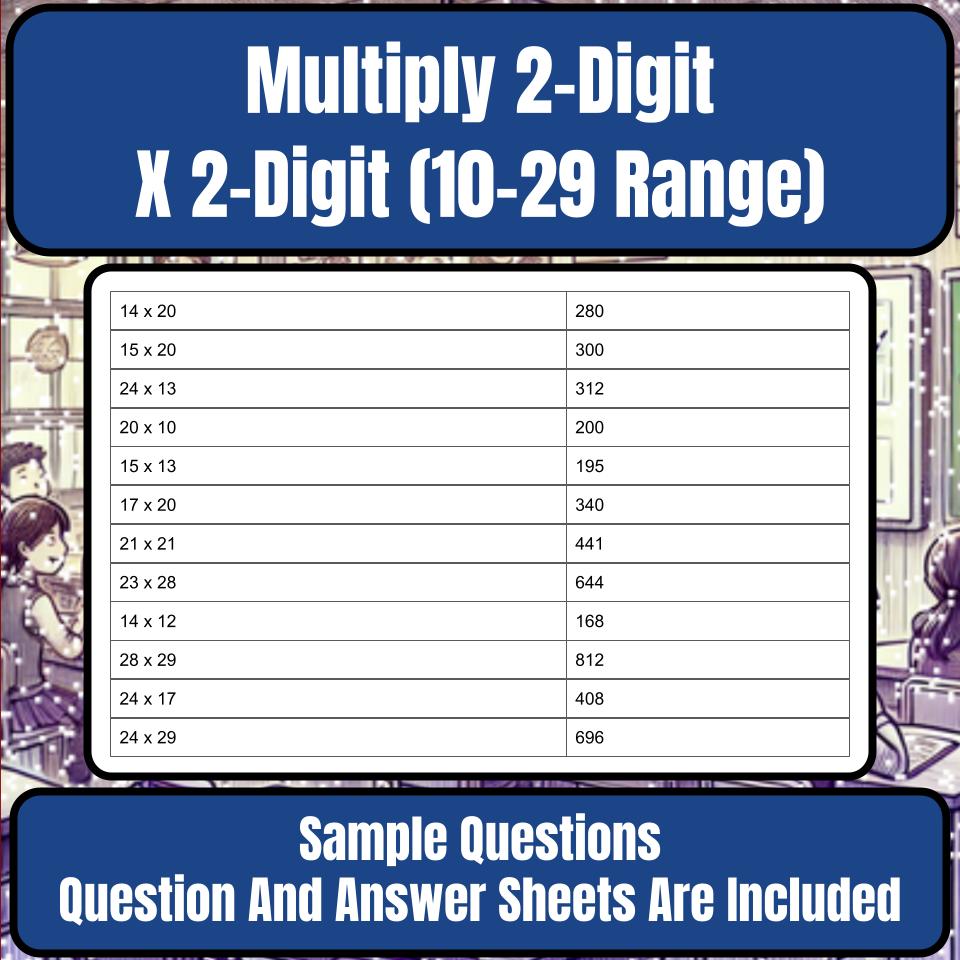 Multiply 2-Digit X 2-Digit (10–29 Range) Mystery Picture P0219