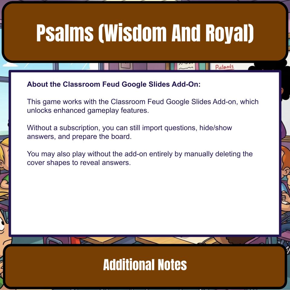 Psalms (Wisdom And Royal) Feud Review BF0022