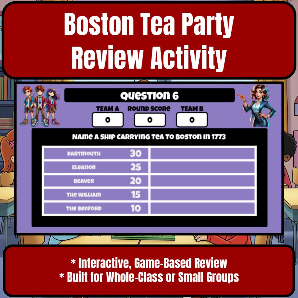 Boston Tea Party Family Feud Game Social Studies Review Activity CF0220