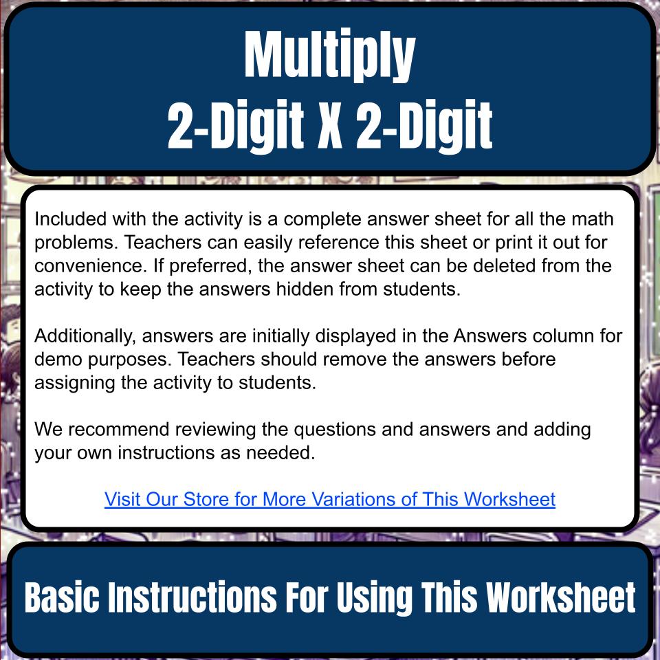 Multiply 2-Digit X 2-Digit Mystery Picture P0220