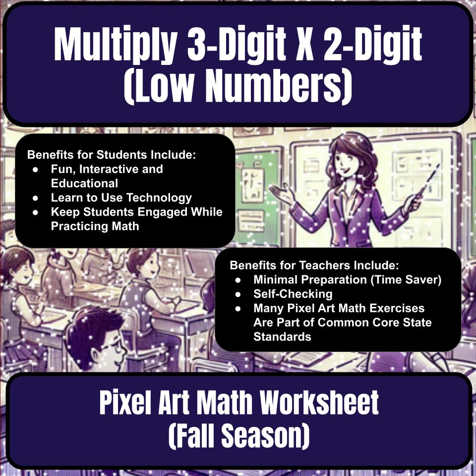 Multiply 3-Digit X 2-Digit (Low Numbers) Mystery Picture P0221