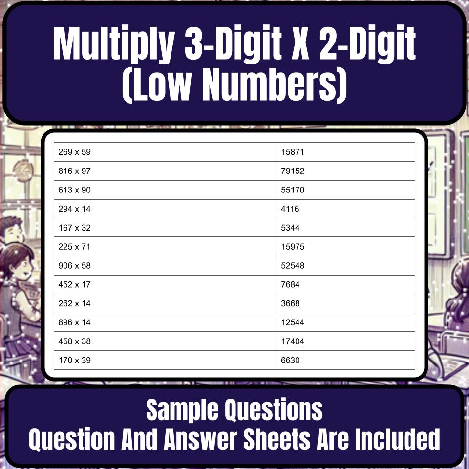 Multiply 3-Digit X 2-Digit (Low Numbers) Mystery Picture P0221