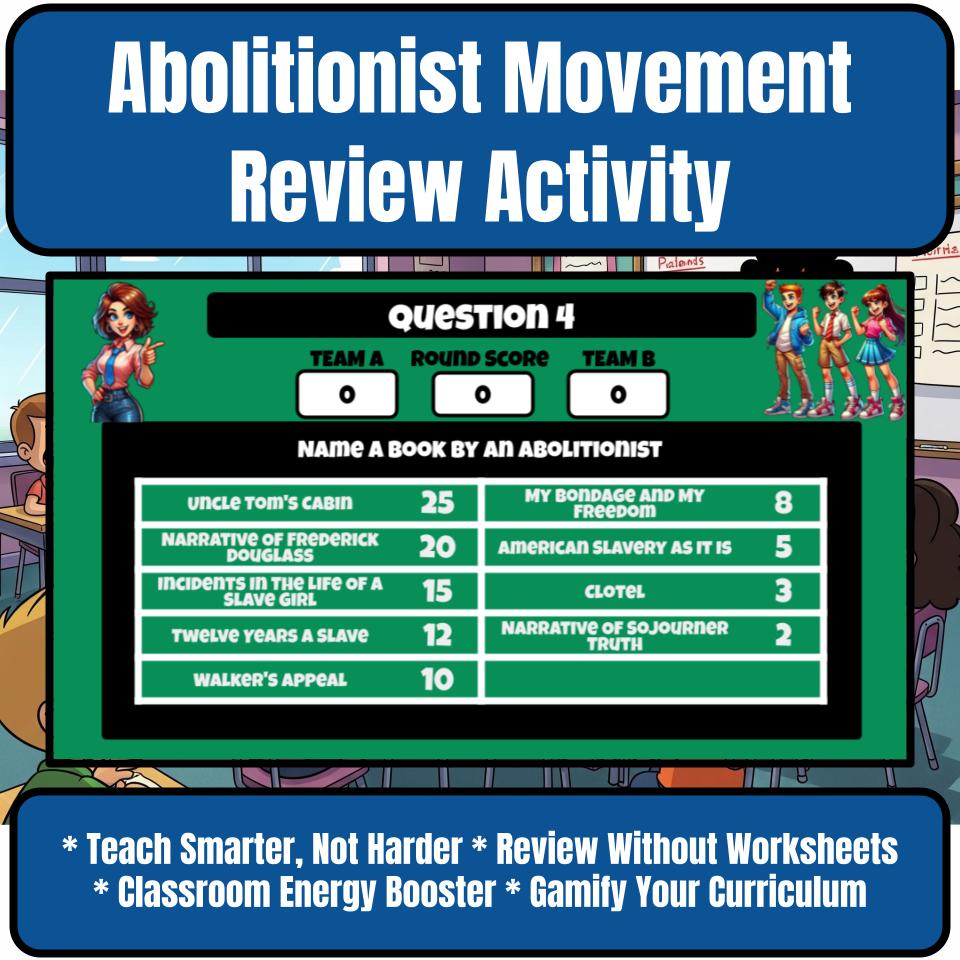 Abolitionist Movement Family Feud Game Social Studies Review Activity CF0226