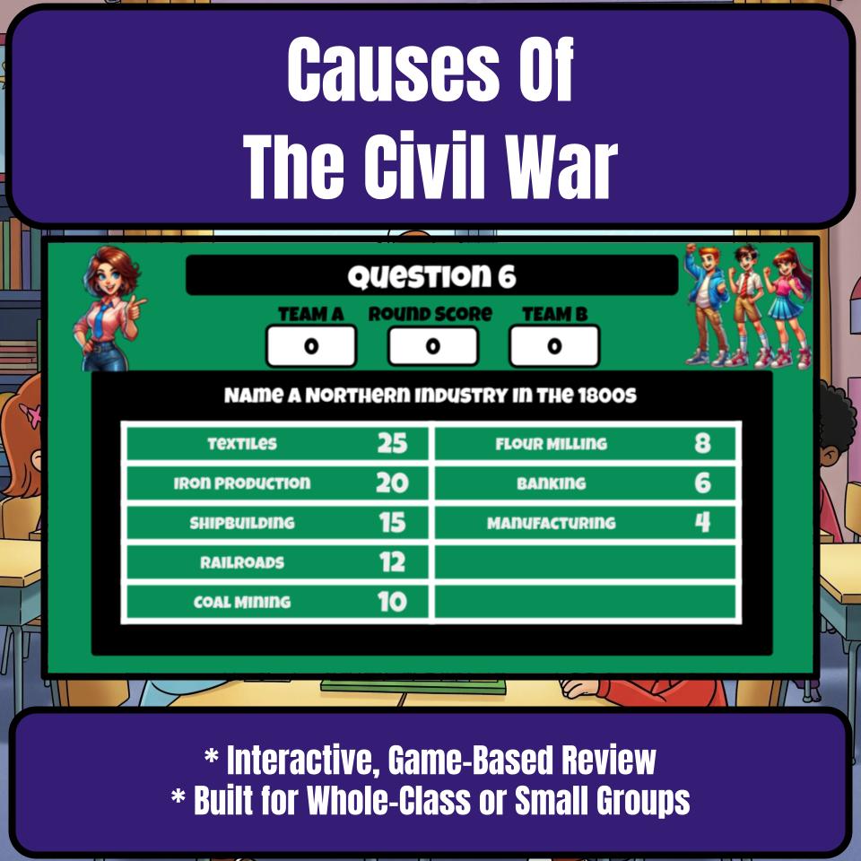 Causes Of The Civil War Family Feud Game Social Studies Review Activity CF0227