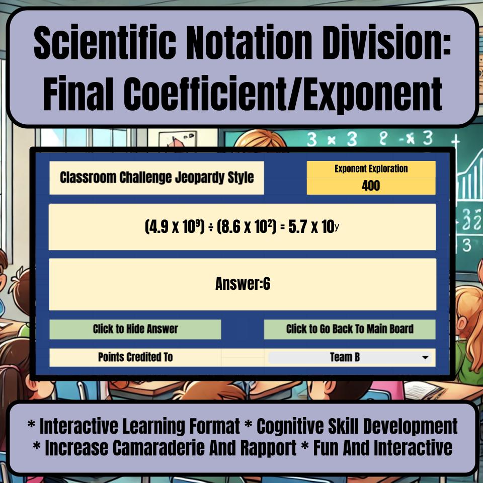 Scientific Notation Division: Final Coefficient/Exponent I0025