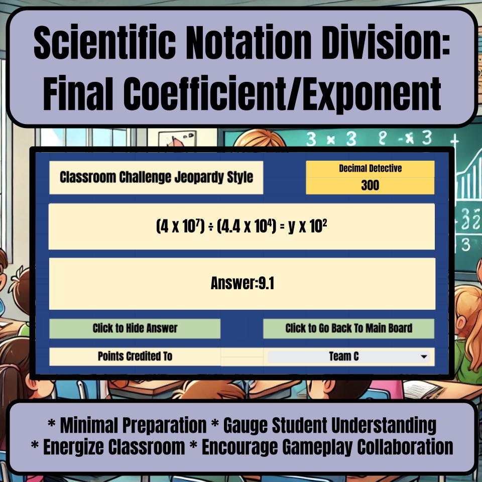Scientific Notation Division: Final Coefficient/Exponent I0025