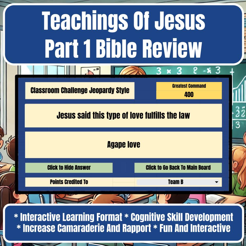 Teachings Of Jesus Part 1 Jeopardy Bible B0026