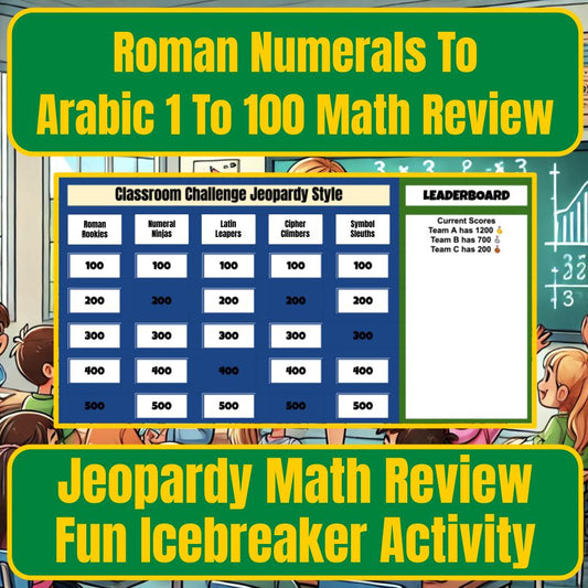 Jeopardy Roman Numerals To Arabic 1 To 100 Math Review I0027