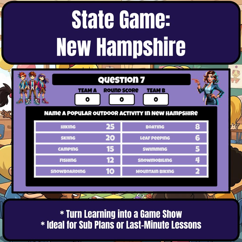 New Hampshire Social Studies Family Feud Review Game CF0028